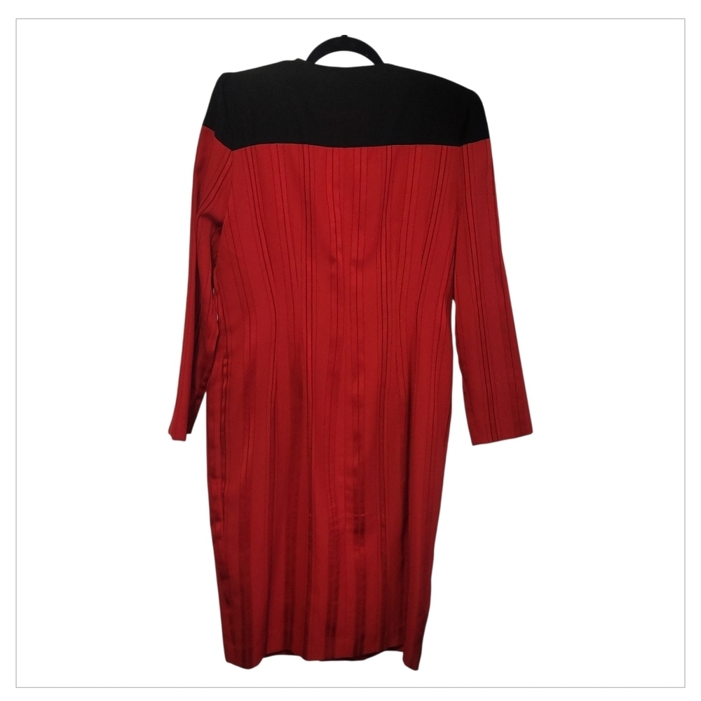 Vintage Leslie Fay Red & Black Pinstripe Dress Coat 12 USA - Picture 5 of 8